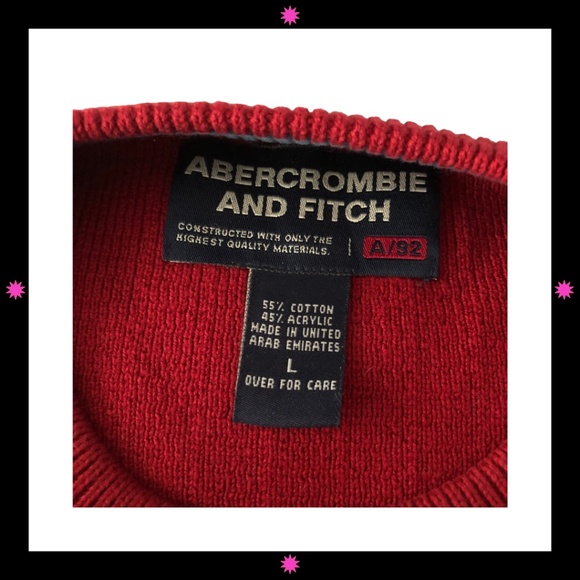 MEN'S RED SWEATER BY ABERCROMBIE & FITCH LARGE - Picture 2 of 9
